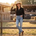 thumbnail image 5 of Womens Fringe Western Cowgirl Shirts Vintage Long Sleeve Button Down Tops Slim Country Concert Jacket,XL, 5 of 7