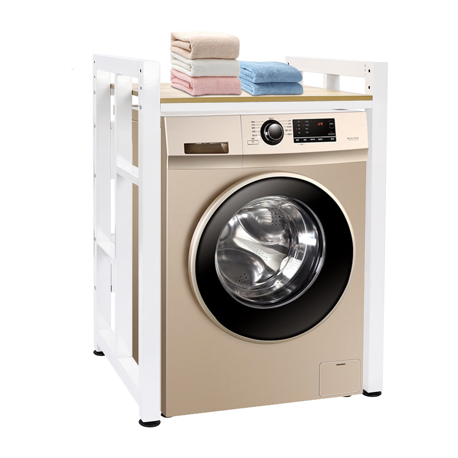 Miumaeov Adjustable Washer and Dryer Storage Shelf Floor Mount Bathroom Organizer Rack