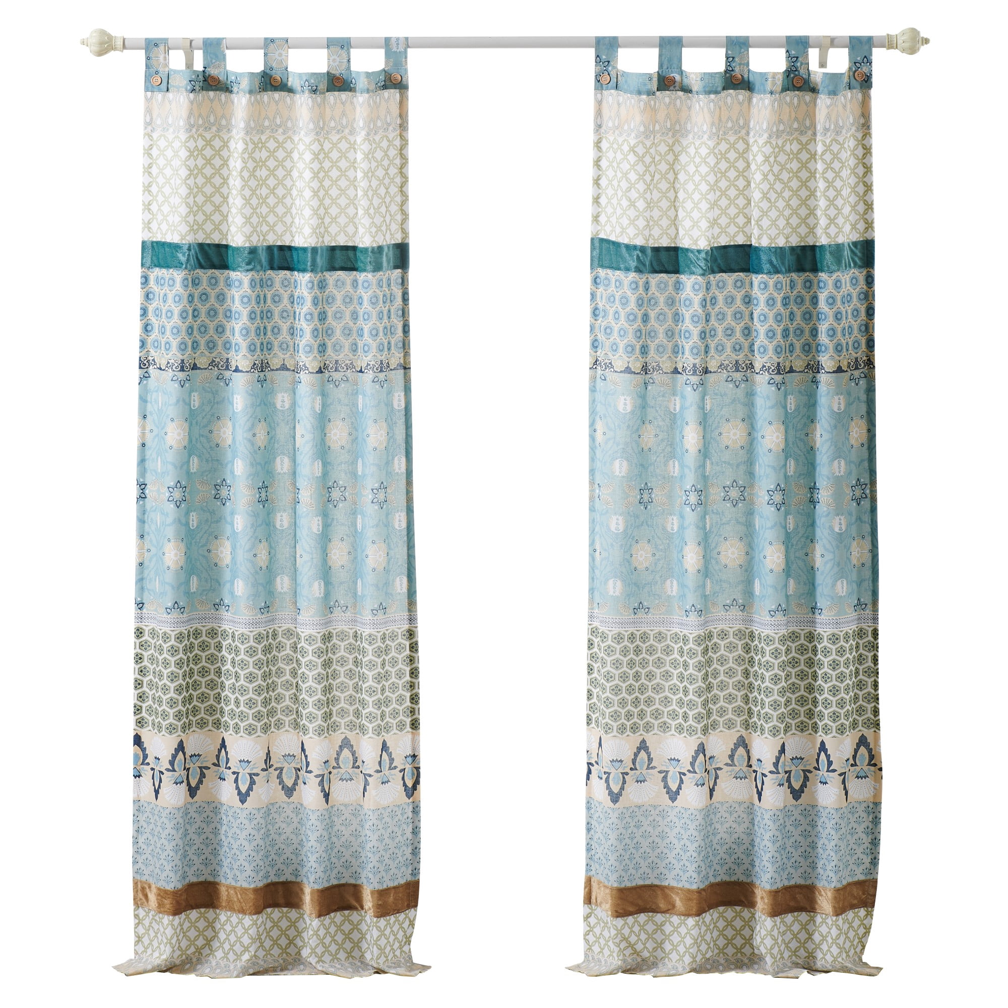 Global Trends Tori Curtain Tab Top Window Panels, Set of Two, 84" Long x 42" Wide, Blue