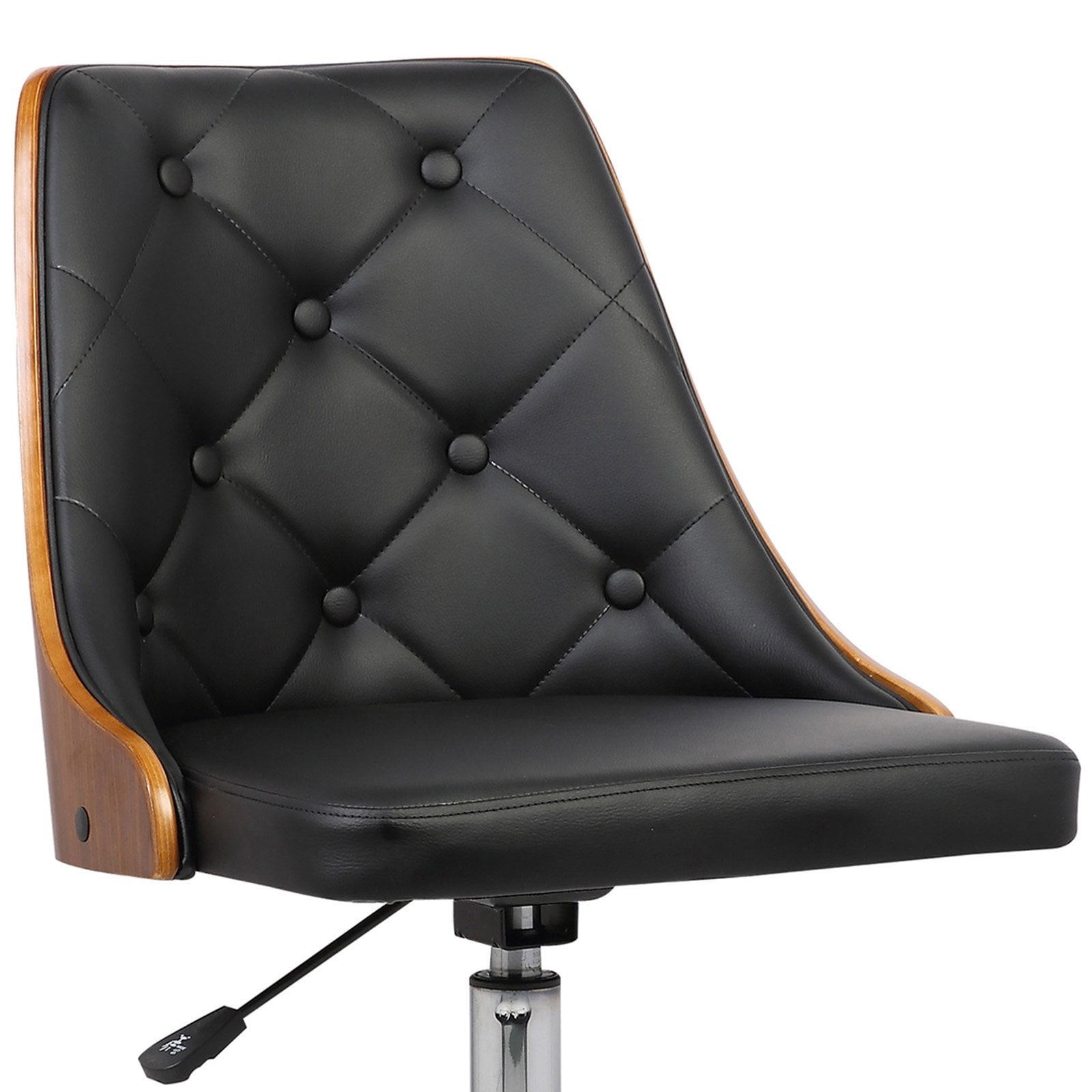 Armen Living Diamond Mid Century Office Chair In Chrome Finish With Armen Living Diamond Mid Century Office Chair In Chrome Finish With Tufted Black Faux Leather And Walnut Veneer Back Com