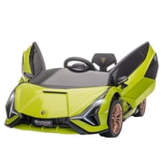 Aosom Lamborghini SIAN Licensed Kids Ride On Car, 12V Battery Powered Electric Sports Car Toy with Remote Control, Horn, Music, & Headlights for 3-5 Years Old, Green
