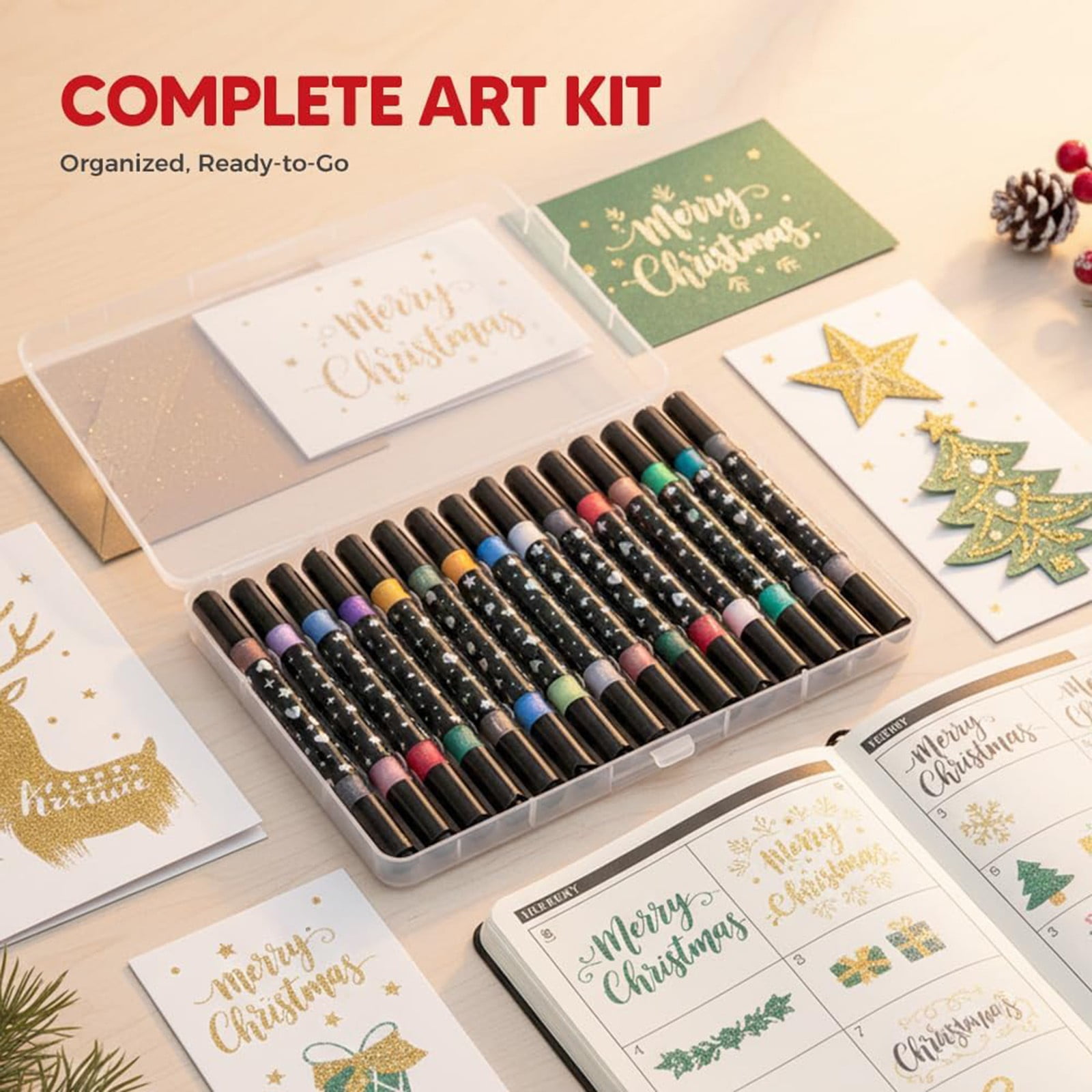 Flash Pen, Luminous Marker Pen, 48 Colors,48 Colors Glitter Gel Pen Set, Metallic Marker Pens with Fiber Tip, Smooth Paint Markers for Adult Coloring Diy Crafts Christmas Card Making, 10Ml Each