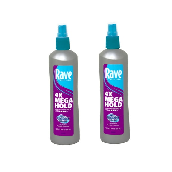 Rave 4X Mega Hairspray with Clima Shield, Unscented 11 oz (Pack of 2)