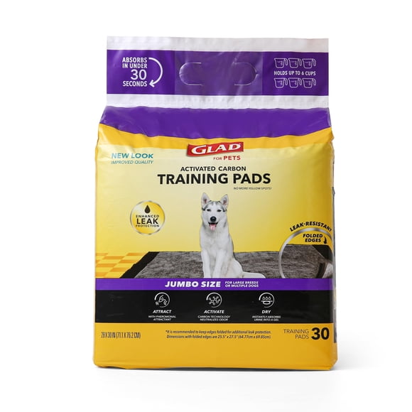 Almohadillas de entrenamiento Glad for Pets, extra grandes, color carbón, 30 unidades