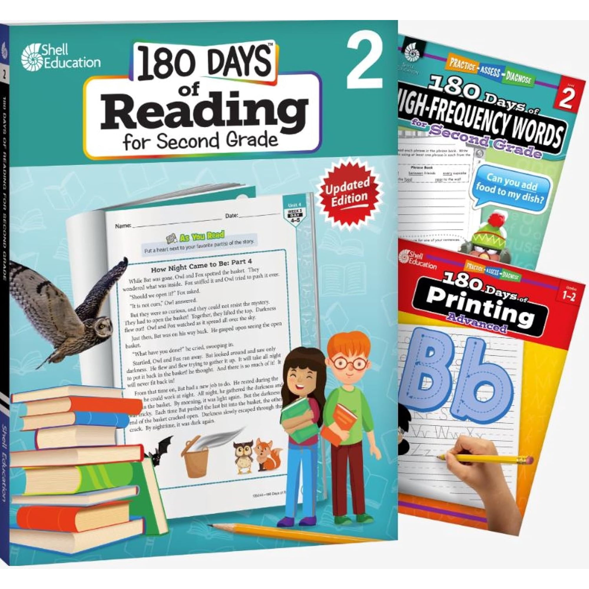 180 Days™: Reading, High-Frequency Words, & Printing Grade 2: 3-Book Set