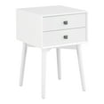 thumbnail image 3 of Leptis Mid-Century 2-Drawer Solid Wood Side Table, White, 3 of 9