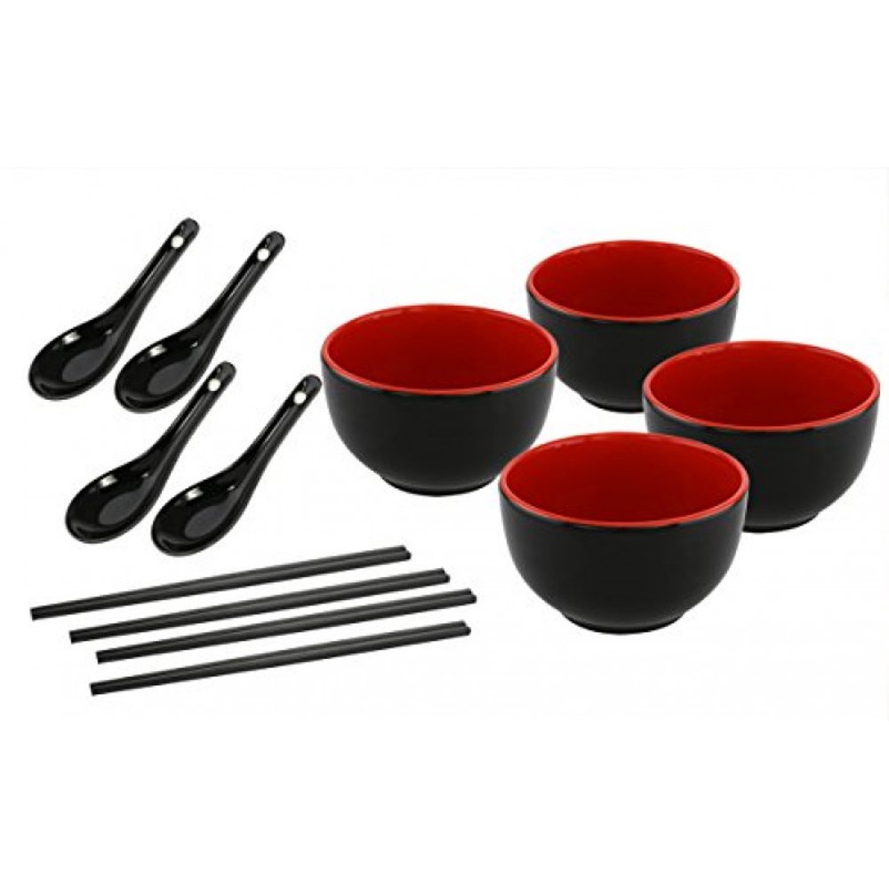 KOVOT Asian Cuisine Ceramic Serving Bowl Set Includes (4) 20Ounce