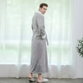 thumbnail image 5 of VANLOFE Unisex Warm Pajamas Household Clothes Solid Bathrobe Lengthened Night-robe Woman's Nightgown Casual Robes Gray Robes Sleepwear for Woman M, 5 of 9