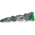 thumbnail image 5 of Vintage Style Sunflower Round Green Emerald Cubic Zirconia Black Tone 925 Sterling Silver, Size 7, 5 of 7