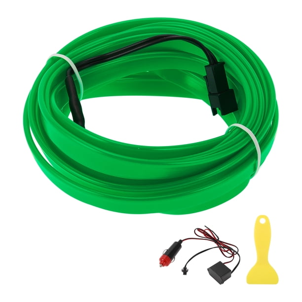 Luces LED de neón flexibles de 4m para decoración de automóviles, tira de luz interior, encendedor de cigarrillos (12v) verde
