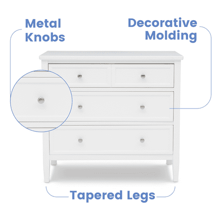 Delta Children Epic 3 Drawer Dresser with Interlocking Drawers - Greenguard Gold Certified, Bianca White