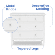Delta Children Epic 3 Drawer Dresser with Interlocking Drawers - Greenguard Gold Certified, Bianca White