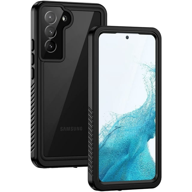 KOMI Samsung Galaxy S22 Case, IP68 Waterproof Dustproof, Built-in Screen Protector, Rugged Full Body Shockproof Protective Cover for Galaxy S22 5G 6.1 Inch, Black/Clear