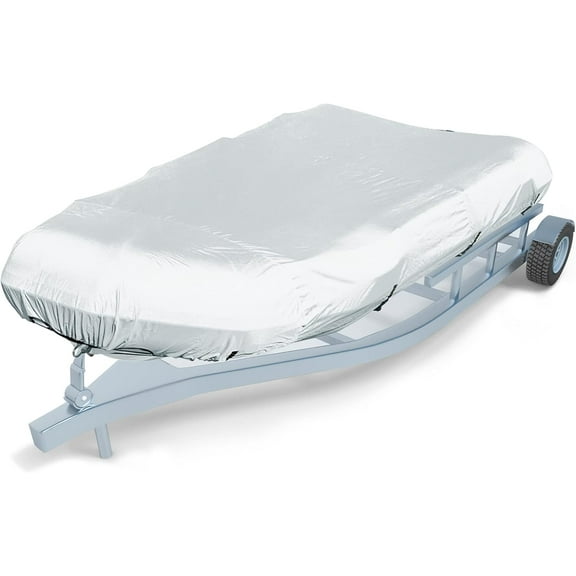 600D Marine Grade Fade and Tear Resistant Dinghy Cover, Heavy Duty Waterproof and Sunproof Inflatable Boat Cover, Silver (10.5'-11.5' Long)