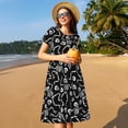 thumbnail image 4 of Disketp Skeletons Dancing para Vestido de Manga Corta para Mujeres, Vestidos de Verano para Mujeres, Casual y Holgado para la Playa, 4 of 6