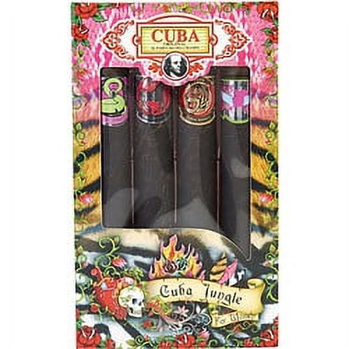 CUBA VARIETY by Cuba - Women - 4 PIECE MINI VARIETY- JUNGLE/HEARTBREAKER & TIGER & ZEBRA & SNAKE AND ALL ARE EAU DE PARFUM SPRAY 4 X 1.17 OZ
