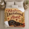 thumbnail image 5 of Rescued By Dachshund Heart Autumn Art, Festive Pet Portrait Pattern, Warm Flannel Blanket for Living Room and Reading Nook, Dog Lovers Christmas Gift, Pet Lover Home Decor, 5 of 9