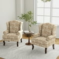 thumbnail image 5 of UIXE High Back Accent Chairs Set of 2, Upholstered Armchair in Fabric with Solid Wood Legs, Retro Arm Chair Comfy Single Sofa Reading Seat for Living Room, Paisley Sand, 5 of 6