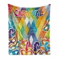 thumbnail image 1 of Mardi Gras Soft Flannel Fleece Throw Blanket, Vibrant Joyful Celebration Composition Abstract Pattern Feathers Carnival, Cozy Plush for Indoor and Outdoor Use, 50" x 70", Multicolor, by Ambesonne, 1 of 6