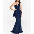 thumbnail image 1 of Betsy & Adam Long Scuba One Shoulder Peplum Midnight 6, 1 of 7