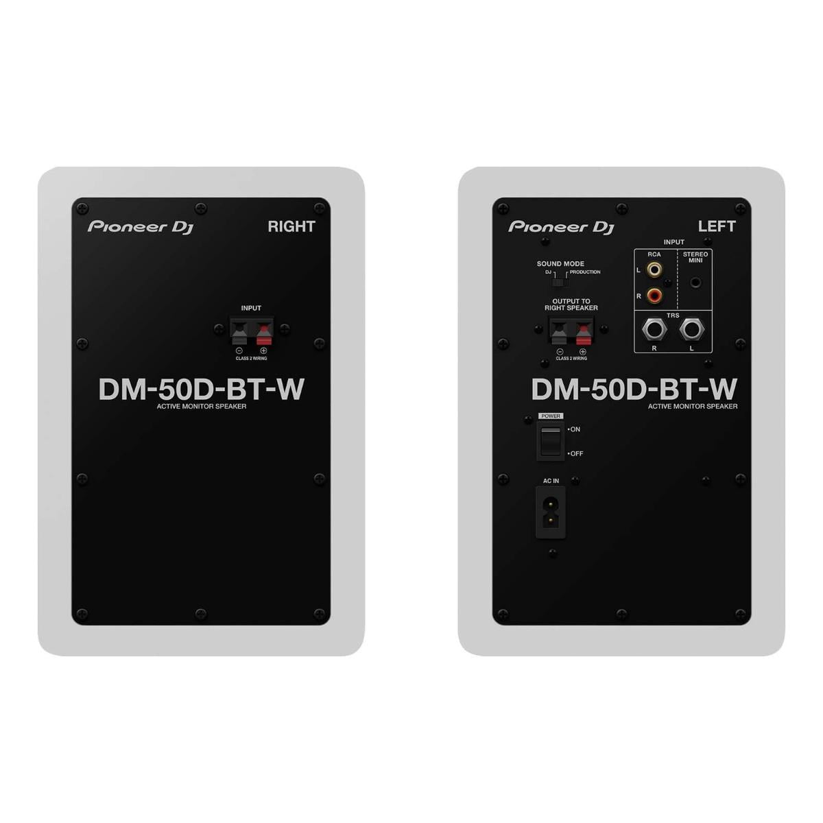 Pioneer DJ DM-50D-BT-W 5" White Bluetooth Desktop Monitor System with Monitor Stands Package