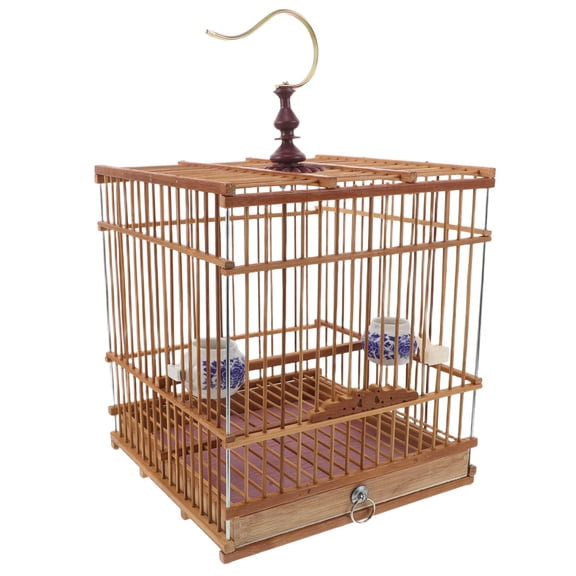 BALAHAPY Natural Bamboo Bird Cage with Stable Structure and Removable Tray for Goldfinches