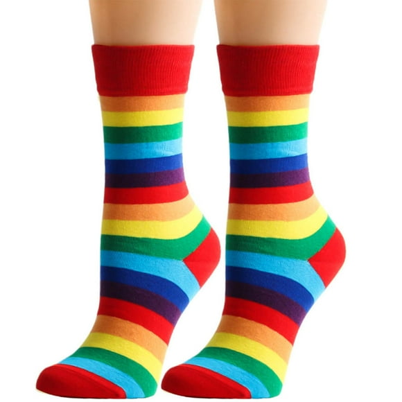 Kelon Socks Clearance Lady Short Socks Rainbow Socks Tube Socks Casual Men's And Women's Socks Colorful Rainbow Color Striped Socks