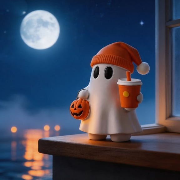 Halloween Cute Reading Ghost Resin Figurine, Halloween Spooky Decoration for Bookshelf Desk Tabletop, Halloween Holiday Ornament for Book Lovers