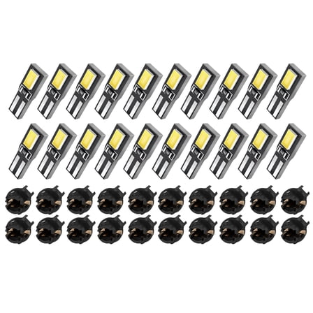 cciyu T5 LED Bulb, 37 74 2721 2-SMD 5630 LED Bulb, Super White 73 2723 70 85 Wedge Led Bulb T5 Twist Socket, Replacement Dash Dashboard Light Instrument Panel Cluster LED Lamps Dial Light, 20pcs