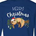 thumbnail image 4 of Inktastic Merry Christmas Cute Sloth with Santa Hat and Lights Long Sleeve Youth T-Shirt, 4 of 5