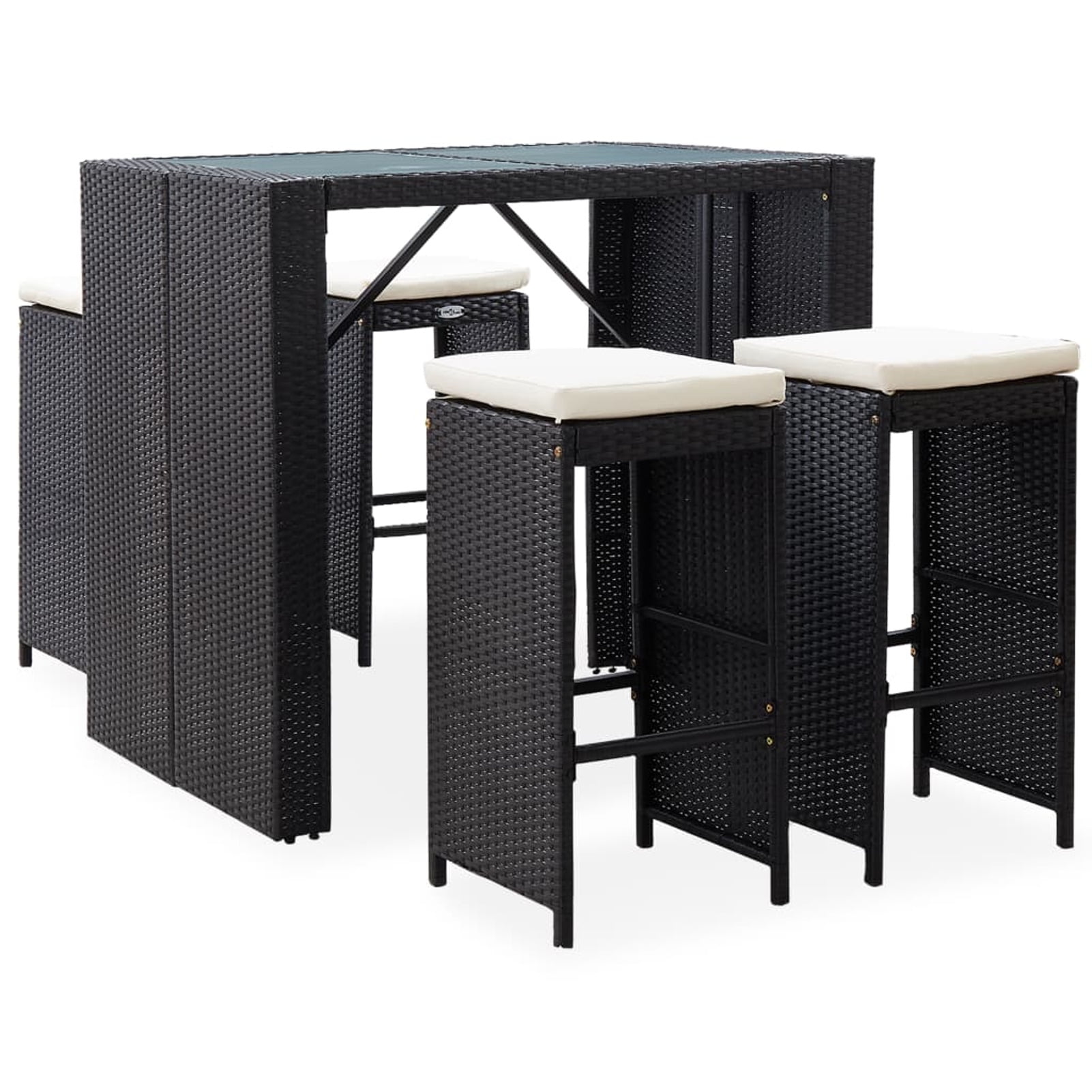 Details about   vidaXL Bar Set 3 Pieces Poly Rattan Black Kitchen Dining Room Furniture Set 