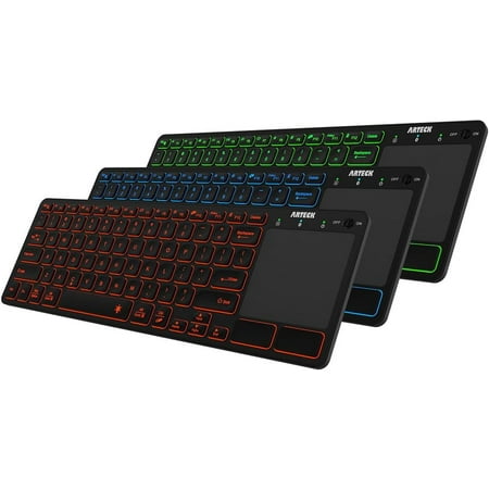Arteck Universal Backlit 7-Colors Bluetooth Touch TV Keyboard with Easy Media Control and Build-in Touchpad
