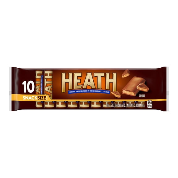 HEATH Chocolatey English Toffee Snack Size Candy Bars, .5 oz (10 Count)