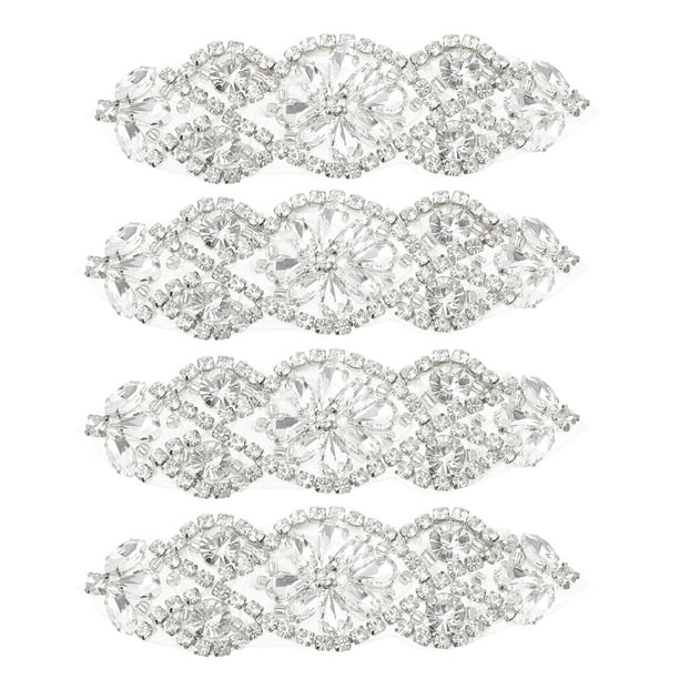 KAKOWELY 4 piezas de apliques de diamantes de imitación con plancha para cinturón de vestido de novia