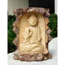 Wooden Serene Buddha Meditating Crocodile Wood Statue Hand Carved Sculpture Handmade Figurine Decorative Home Decor Accent Rustic Handcrafted