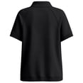 thumbnail image 4 of Huowey Womens Sweatshirt Solid Color Slim Fit Workwear Top Short Sleeve Lapel Collar Summer Commute Loose Fit Soft Comfort Lightweight Fall Clothes,Black,S, 4 of 5