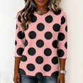 thumbnail image 4 of JULMCOMO Shirts for Women Polka Dot 3/4 Sleeve Crew Neck Casual Loose Fit T Shirts Retro Dot Trendy Comfy Tunic Tops Watermelon Red XL, 4 of 6