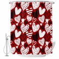 thumbnail image 2 of Red Valentines Waterproof Fabric Shower Curtain, Black White Love Heart Waterproof Fabric Shower Curtain for Bathroom Curtains Bathtubs Hotel Washable Shower Curtains with 12 Hooks Small 36x72in, 2 of 8