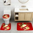 thumbnail image 3 of PureCasa Christmas Bath Mat Set of 3, Polyester Bathroom Mats Includes Bath Rug, U-Shape Toilet Floor Mat and Toilet Pad, Cartoon Decor, 20"x32" + 16"x20" + 15"x16", 1 Pack, Red, Rectangle, 3 of 7