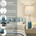 thumbnail image 3 of Partphoner Modern Blue Glass Control Table Lamps Set of 2, 3-Way Dimmable Touch with Dual USB Ports, 3 of 6