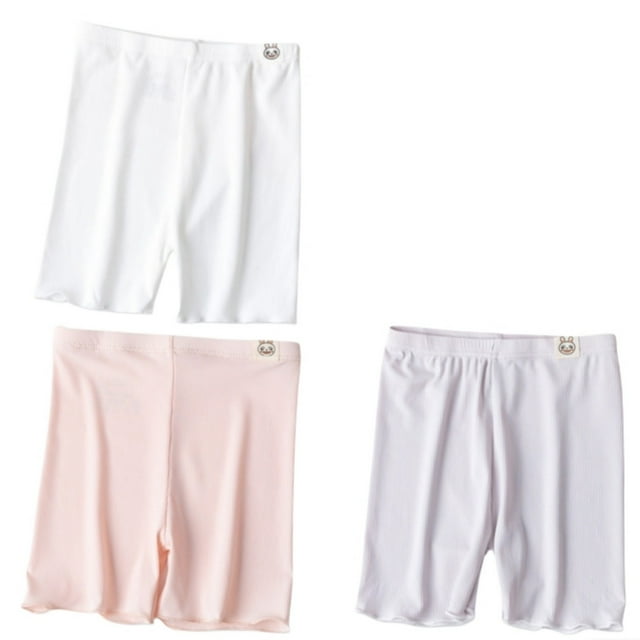 MIASHUI Shorts pour Filles sous Robe Leggings de Danse d'Été Couleur Unie Lot de 3, Blanc, 2-3 Ans