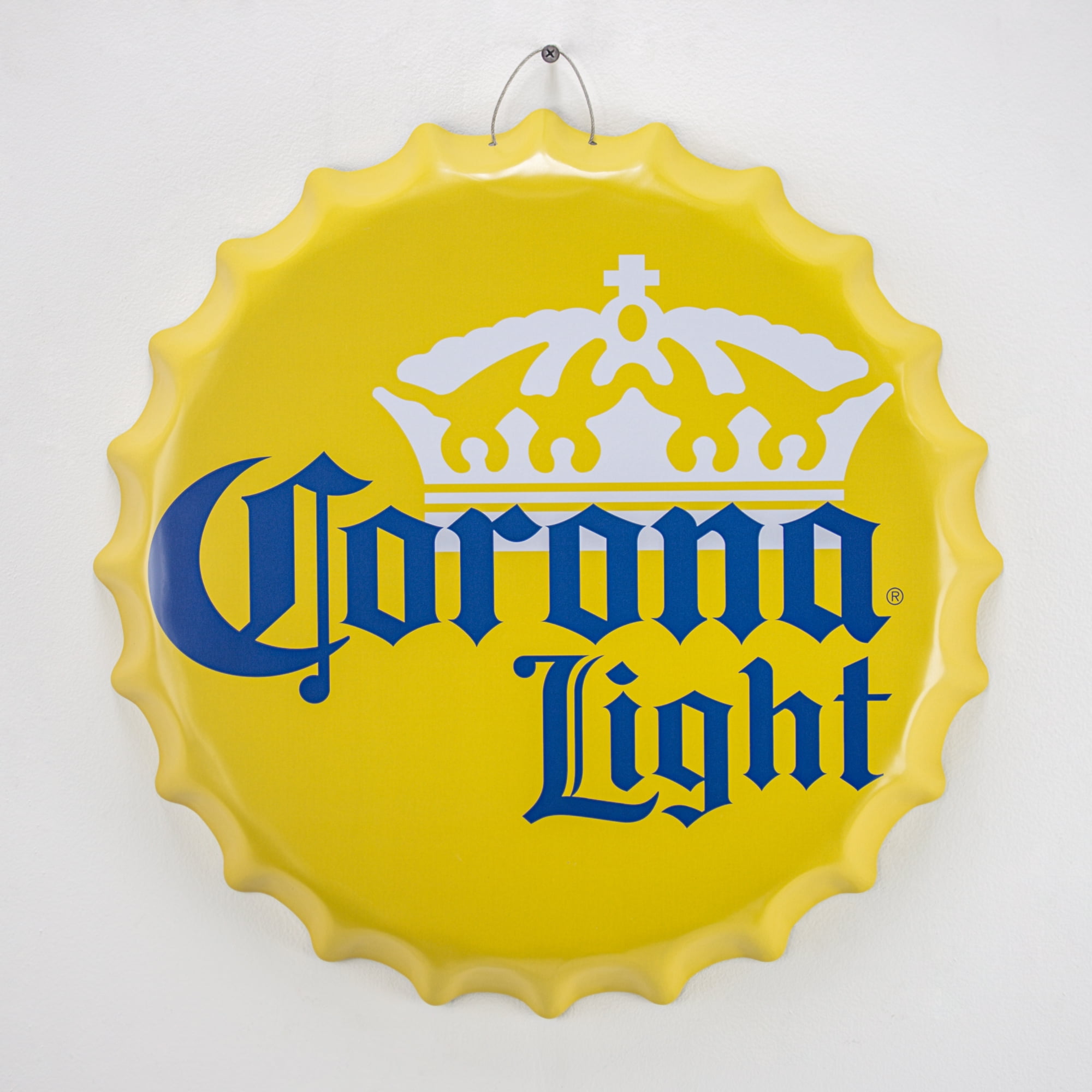 Corona Extra Beer Crown Logo Bottle Cap Shaped Metal Sign Game Room Man Cave Bar 
