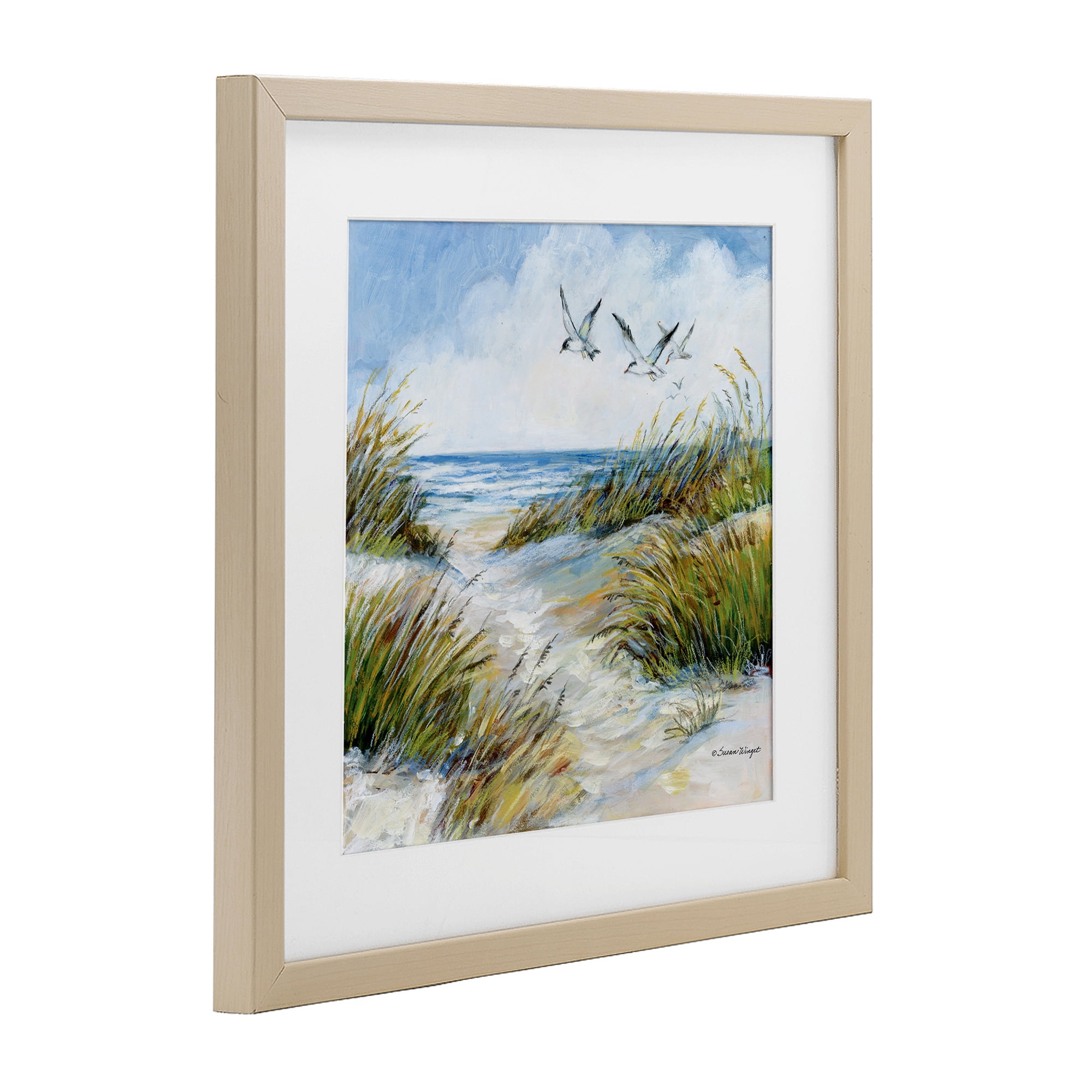 Stupell Industries Beach Path Seagulls Overhead Birch Framed Print Under Glass, design by Susan Winget