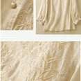 thumbnail image 5 of Annhoo Cotton Linen Tops for Women Lightweight Side Button Long Sleeve Crewneck Blouses Floral Embroidered Tees, 5 of 7