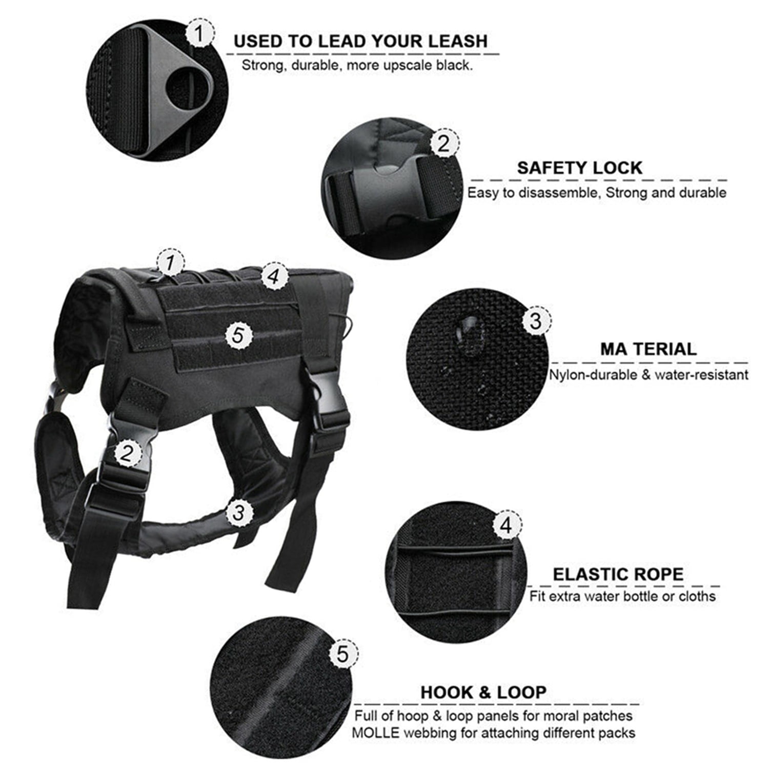 Pefilos XL Tactical Dog Harness Full Buckled Dog Sport Vest for Large Dogs No Pull Dog Jacket, Black Pefilos XL Tactical Dog Harness Full Buckled Dog Sport Vest for Large Dogs No Pull Dog Jacket, Black