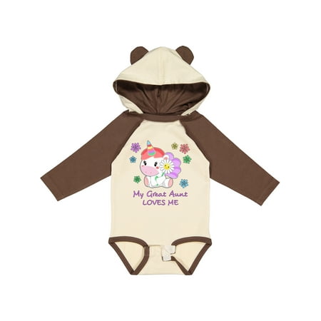 

Inktastic My Great Aunt Loves Me- cute unicorn Boys or Girls Long Sleeve Baby Bodysuit