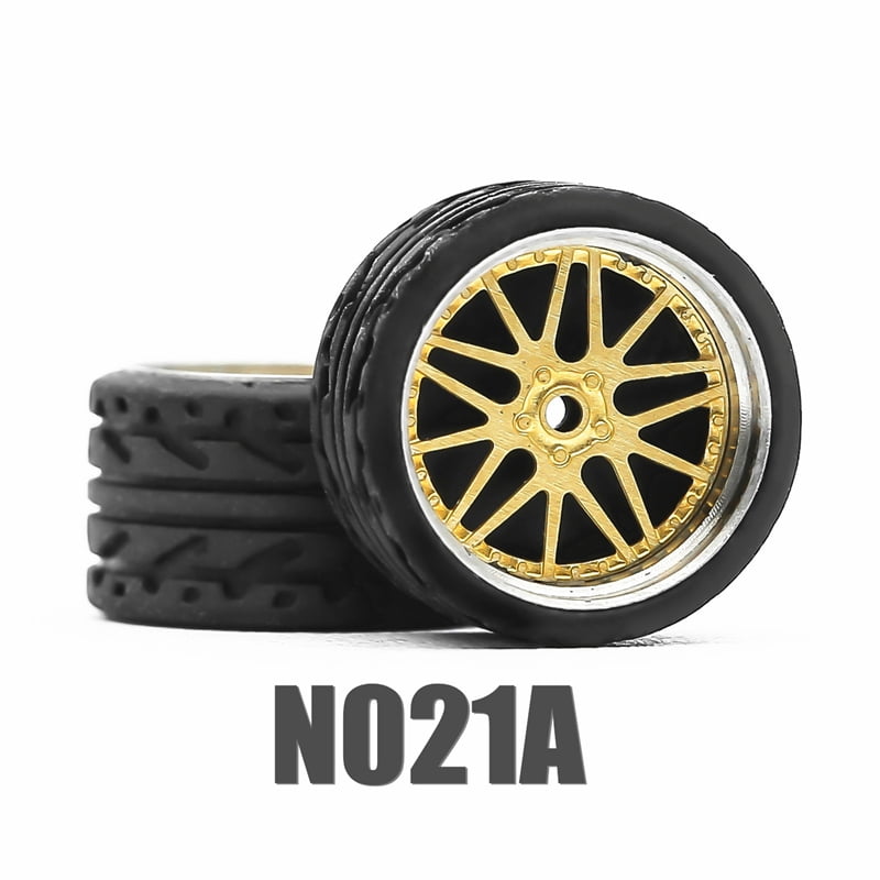 1/64 Hot Wheels Carlomo N-Class 2 Detail-up Sets Wheels With Rubber Tires Assembly Rims for Model Car Tomica 4pcs Set N021A