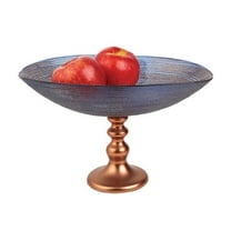 Elegant and Modern Unique Dory Footed Oval Bowl - Gold Hand-Painted Glass, 12 Inch