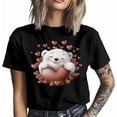 thumbnail image 3 of Camisetas informales de manga corta con estampado de corazones y oso blanco para hombre., 3 of 8