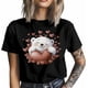 thumbnail image 3 of Camisetas informales de manga corta con estampado de corazones y oso blanco para hombre., 3 of 8